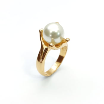 ANEL COM PÉROLA DOURADO PR960