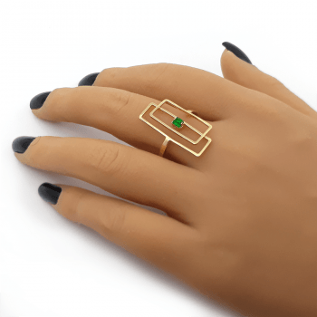 ANEL GEOMETRICO COM PEDRA 