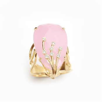 ANEL FLORAL COM PEDRA GOTA