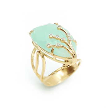 ANEL FLORAL COM PEDRA GOTA