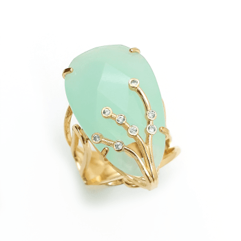 ANEL FLORAL COM PEDRA GOTA