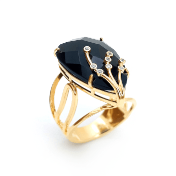 ANEL FLORAL COM PEDRA GOTA