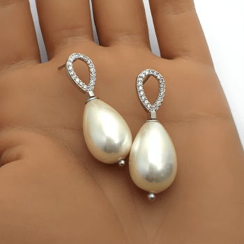 Brinco perola shell gota