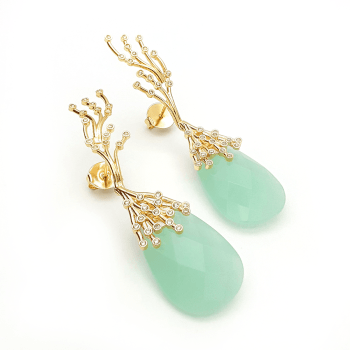 BRINCO FLORAL COM PEDRA GOTA