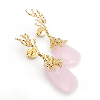 BRINCO FLORAL COM PEDRA GOTA