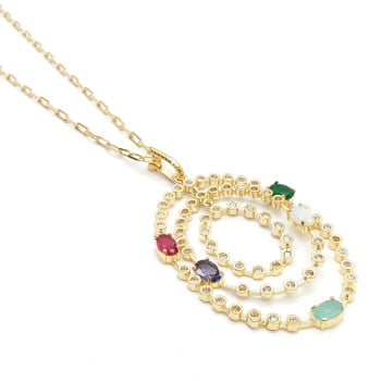 COLAR ARGOLA COM PEDRAS COLORIDAS 