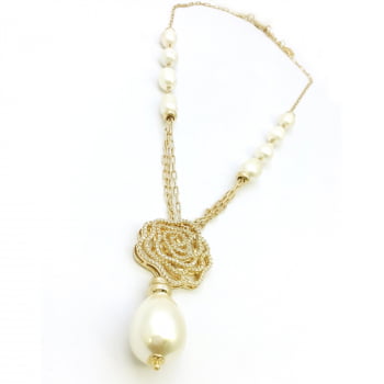 COLAR FLORAL COM PÉROLA BARROCA 
