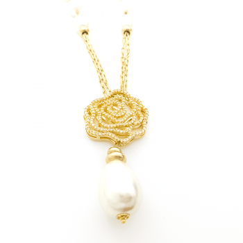 COLAR FLORAL COM PÉROLA BARROCA 