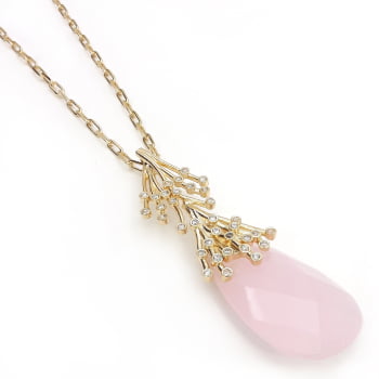 COLAR FLORAL COM PEDRA GOTA