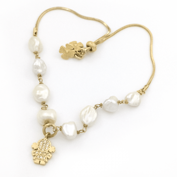 PULSEIRA COM PÉROLA NATURAL MENINO/MENINA 