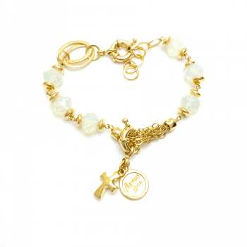 PULSEIRA DE PEDRAS COM PINGENTE AGNUS DEI