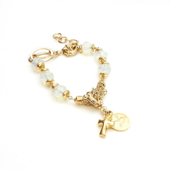 PULSEIRA DE PEDRAS COM PINGENTE AGNUS DEI