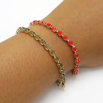 Pulseira cravejada com pedras ovais
