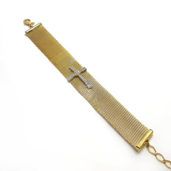 Pulseira malha com crucifixo