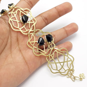 Pulseira floral com pedras