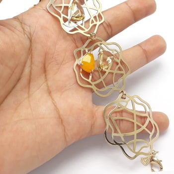 Pulseira floral com pedras