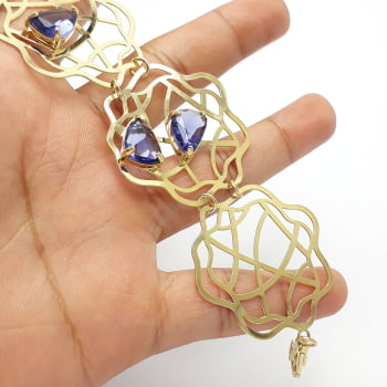 Pulseira floral com pedras