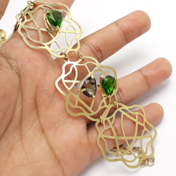 Pulseira floral com pedras