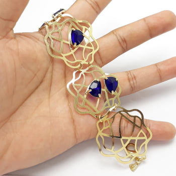 Pulseira floral com pedras