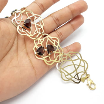 Pulseira floral com pedras