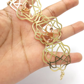 Pulseira floral com pedras