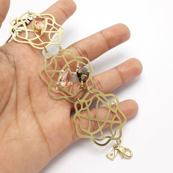 Pulseira floral com pedras