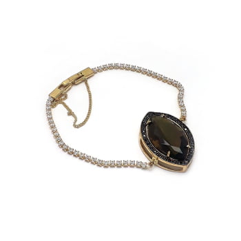 Pulseira Pedra navete cravejada