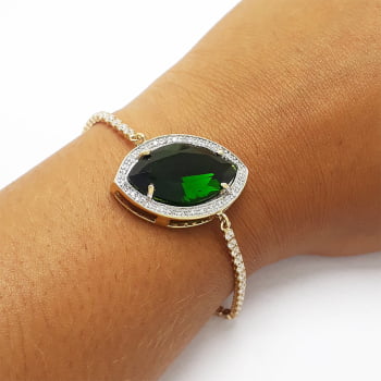 Pulseira Pedra navete cravejada